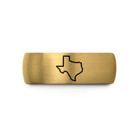 men's beveled edge ring – black & gold tungsten texas wedding band