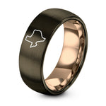 Engraved Tungsten Rings for Men – gunmetal & rose gold tungsten texas ring