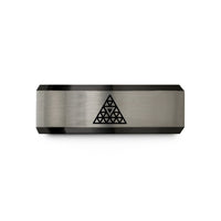tungsten rings for couples – black & grey tungsten triangular tiling wedding band