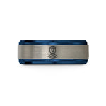 men's tungsten wedding band – blue & silver tungsten infrared sensor wedding band