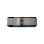men's tungsten wedding band – blue & grey tungsten infrared sensor wedding band