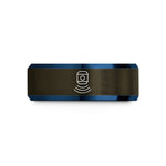 men's laser engraved ring – gunmetal & blue tungsten infrared sensor wedding band