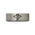 engraved couple wedding ring – gray tungsten manta ray wedding band