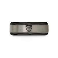 tungsten him wedding band – black & silver tungsten skid plate wedding band