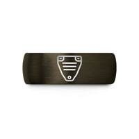 engraved him wedding band – gunmetal & black tungsten skid plate wedding band