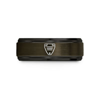 engraved him wedding band – gunmetal & black tungsten skid plate wedding band