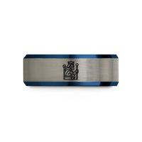 custom wedding rings him – black & blue & gray tungsten the emperor wedding band