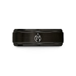 men's comfort fit ring – black & gold tungsten wildfire flame wedding band