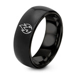 Engraved Wedding Rings for Men – black tungsten wildfire flame ring