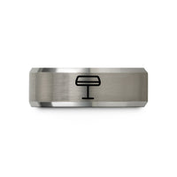 unique wedding rings her – black & grey tungsten platform sign wedding band