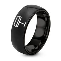 Engraved Wedding Rings for Women – black tungsten platform sign ring