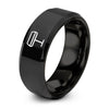 Platform Sign – Tungsten Wedding Band, 8 mm, Black Comfort-Fit Unisex