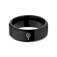 unique wedding rings her – black tungsten rosary cross wedding band