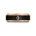 laser engraved bands sold – black & rose gold tungsten sunflower seed wedding band