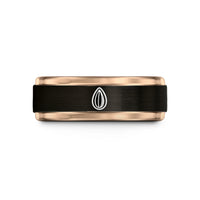 laser engraved bands sold – black & rose gold tungsten sunflower seed wedding band