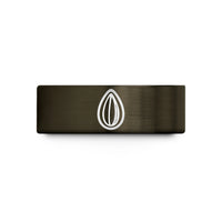 laser engraved bands sold – gunmetal & rose gold tungsten sunflower seed wedding band