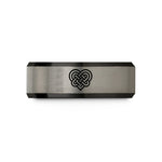 tungsten carbide ring – black & gray tungsten celtic love knot wedding band