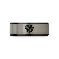 tungsten carbide ring – black & gray tungsten celtic love knot wedding band