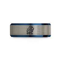 personalized tungsten rings – black & blue & gray tungsten leo wedding band