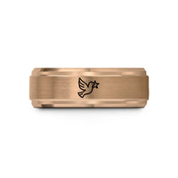 tungsten ring for her – rose gold tungsten peace dove star wedding band