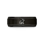 tungsten ring for couples – black tungsten toad silhouette sitting wedding band
