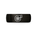engraved wedding band – black tungsten turbocharger wedding band