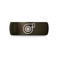 unisex tungsten ring band – gunmetal & black tungsten turbocharger wedding band