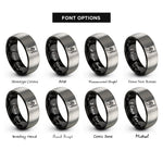 font options for inside engraving on black & gray ensemble shield rings