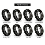 font options for inside engraving on black & silver ensemble shield rings