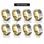 font options for inside engraving on gold & silver ensemble shield rings