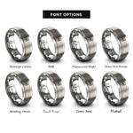 font options for inside engraving on grey ensemble shield rings