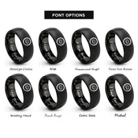 font options for inside engraving on black enso circle lotus rings