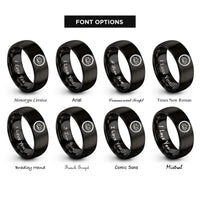 font options for inside engraving on black enso circle lotus rings
