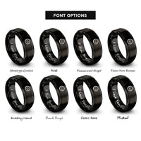 font options for inside engraving on black enso circle lotus rings