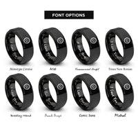 font options for inside engraving on black enso circle lotus rings