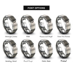 font options for inside engraving on gray enso circle lotus rings