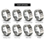 font options for inside engraving on grey enso circle lotus rings