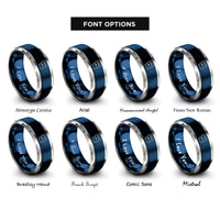 font options for inside engraving on blue & silver enter key rings
