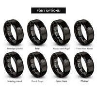 font options for inside engraving on black environmental leaf rings