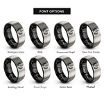 font options for inside engraving on black & silver eod bomb badge rings