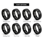 font options for inside engraving on black eod bomb badge rings