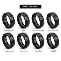 font options for inside engraving on black eod bomb badge rings