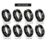 font options for inside engraving on black & silver epaulette tassels rings