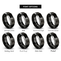 font options for inside engraving on black & silver epaulette tassels rings