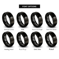 font options for inside engraving on black epaulette tassels rings