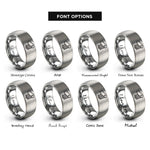 font options for inside engraving on grey epaulette tassels rings