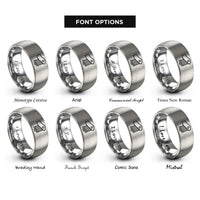 font options for inside engraving on grey epaulette tassels rings