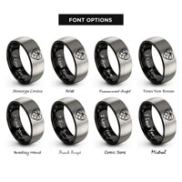 font options for inside engraving on black & grey epicycloid cardioid rings