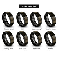 font options for inside engraving on gunmetal & black epicycloid cardioid rings