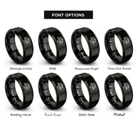 font options for inside engraving on black equality rings